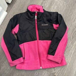 Little Girl's Youth Pink and Black Fleece Full Zip Columbia Jacket Size XXS